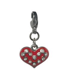 Sparkling Red Heart with Clear Rhinestone Enamel Charm