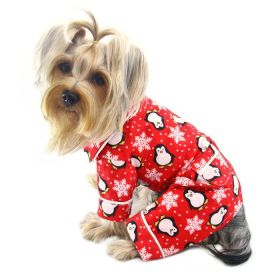 Penguins & Snowflake Flannel PJ with 2 Pockets (Red) - M