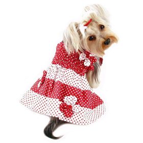 Red & White Polka Dots Sundress with Contrasting Flowers - M